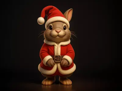 Adorable Christmas Mouse Cute Santa Figurine Festive Holiday 3D print model