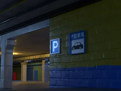 Japanese Parking Lot 3D model