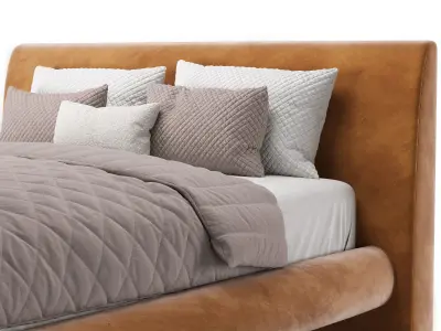 Caramel Vintage Velvet Bed 3D model