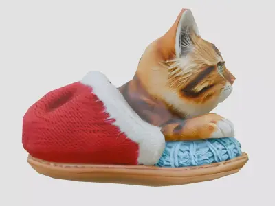 Cute Cat in Cozy Slipper Toy Low-poly 3D model