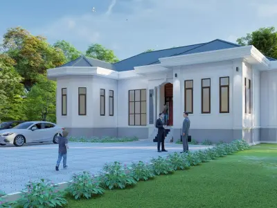 House Model Exterior Design 3ds Model Low-poly 3D model