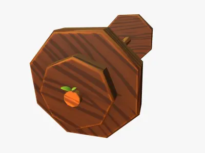 Cartoon Wooden Barbell Low-poly 3D model