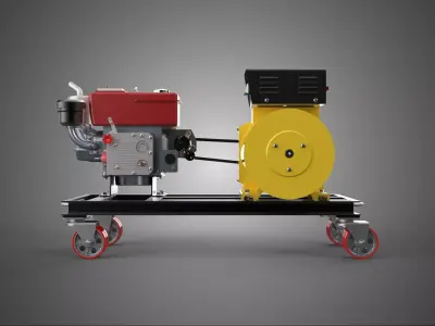 INDUSTRIAL GENSET POWER GENERATOR SYSTEM COMBUSTION ENGINE DRIVE 3D model