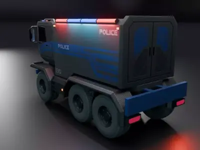 Sci-Fi Police Truck  - Game Ready - PBR Low-poly 3D model