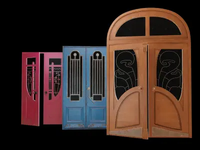 Old Doors pack Low-poly 3D model