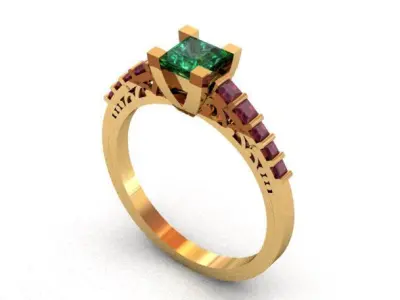 The Princess Cut Diamond Ring 3D print model