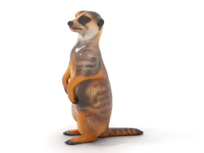 Standing Meerkat Fur model pack Low-poly 3D model