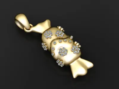  CANDY CANE PENDANT 3D Print Model  pendant  3D print model