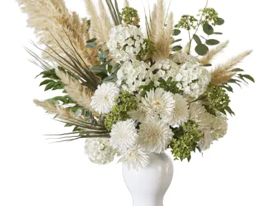 Flower Set 063 pampas chrysanthemum dahlia 3D model