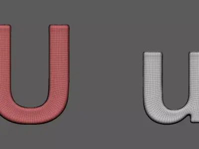 Volumetric letter Uu for cnc 3d print Free 3D print model