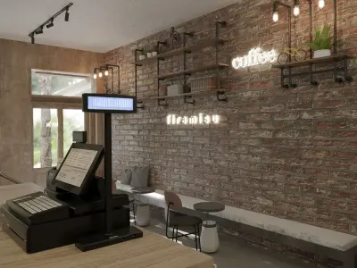 Modern Tiramisu Cafe Interior Scene Cozy Personal Stylish  3D model