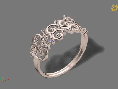Womens Diamond Signet Ring Women Rings 3dmodels 3D print model 3D print model 59