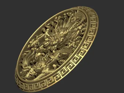 dragon gold medallion 3D print model