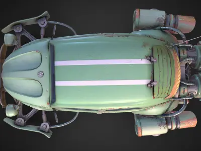 Rocketwagen VW Beetle Hovercraft Low-poly 3D Model Low-poly 3D model