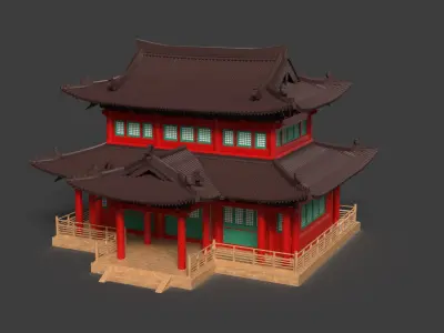 Chinese ancient house   Low-poly 3D model