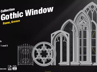  Gothic Window Pack Low-poly 3D model