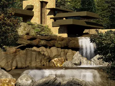 Fallingwater House by Frank Lloyd Wright Free 3D model
