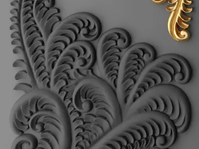 Fretwork SET 3D gold ornate design 3D model