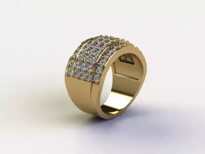 Man Ring 2020 with diamond in Asia with Cad file R29 3D model