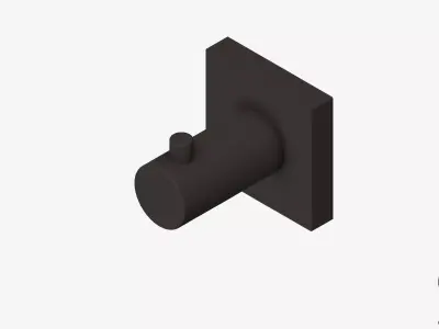 Robe Hook - Luxury - Round - Square Plate Low-poly 3D model