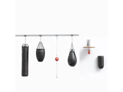 6 sports equipment for boxers gloves set pads punch bag 3D model