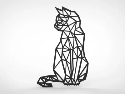 Cat Line Art Wall Decor 3D print model