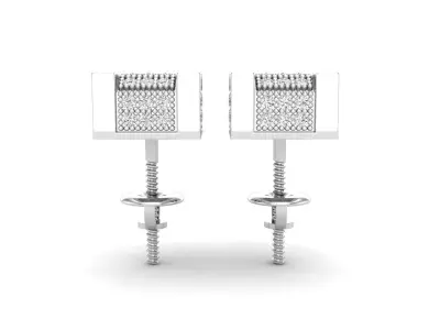 AV 327 Diamond Iced Mens Hip Hop Cube Dice Shape Stud Earrings 3D print model