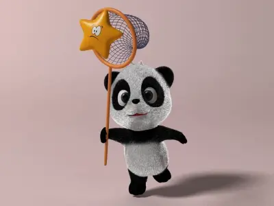 Cartoon panda RIGGED  Low-poly 3D model