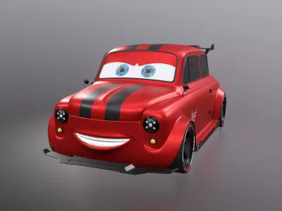 Zaporozhets 965  styled after the cartoon Cars Low-poly 3D model