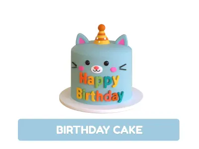 Low-Poly Birthday Cake 02  Low-poly 3D model