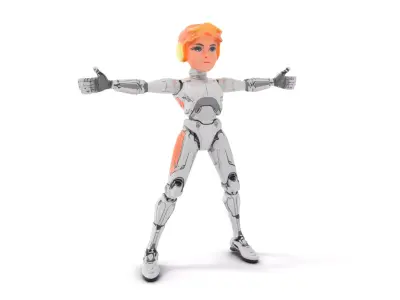 Futuristic Silver Robot model pack Low-poly 3D model