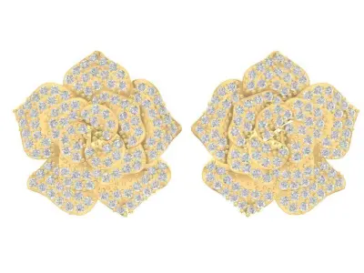 Elegant Floral Cluster Diamond Earrings for Women  2807 3D print model
