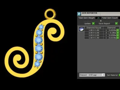 Alphabet V1 Font Style Pendant S 3D print model