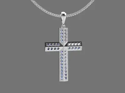 luxury full diamond cross pendant 3D print model