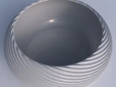 Bowl spheric squeezed wide with bent extruded lines 2 3D print model