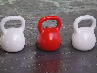 Classic Kettlebell and Dumbbell Low-poly 3D model