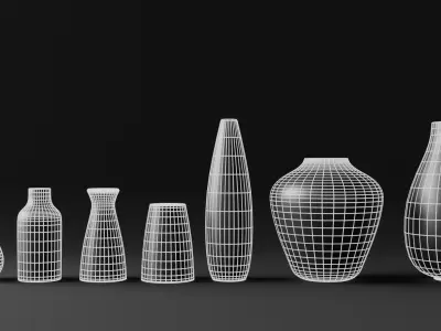 Modern Vase set Low-poly 3D model