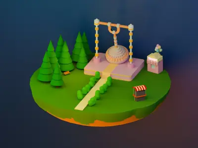 Amusement park pendulum Free 3D model