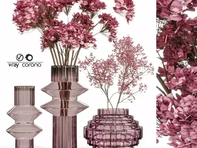 Set Pink bouquet 3D model