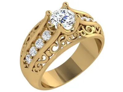 Round Diamond Engraving Ring 4332 3D print model