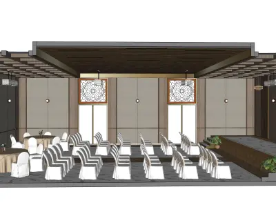 Luxury Banquet Event hall with interior model detail Low-poly 3D model