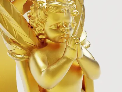 Emerald and praying baby angel Silver Gold  Print 3D print model