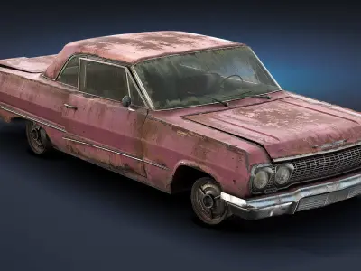 Chevrolet Impala 1963 Rusty Low-poly 3D model