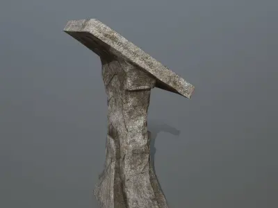 lectern stone bench Low-poly 3D model