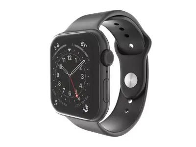 Apple Watch Series 6 44mm Space Gray Aluminum Case Black  Band 3D model