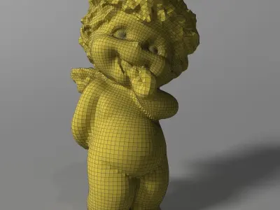 Little Angel stylized statuette Low-poly 3D model