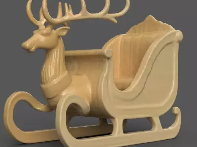 Santa Sleigh Christmas Decorations planter - vase - garden 6 3D print model