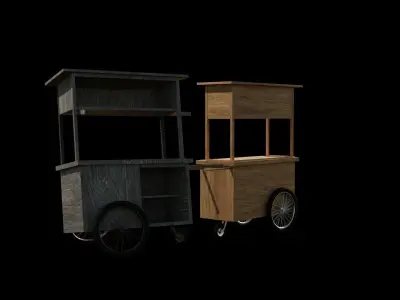 Cart and broken cart Low-poly 3D model