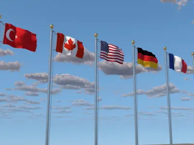 Flags Low-poly 3D model