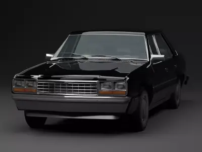 American Sedan Downsized realistic Rigged and customizable Low-poly 3D model